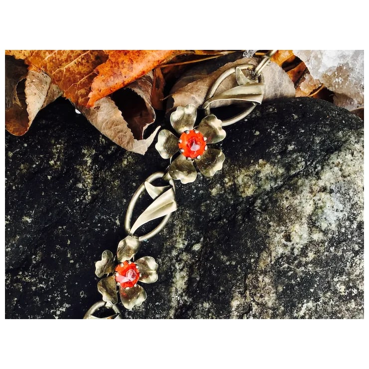 Mid 20th Century Sterling Floral Link Bracelet - 4
