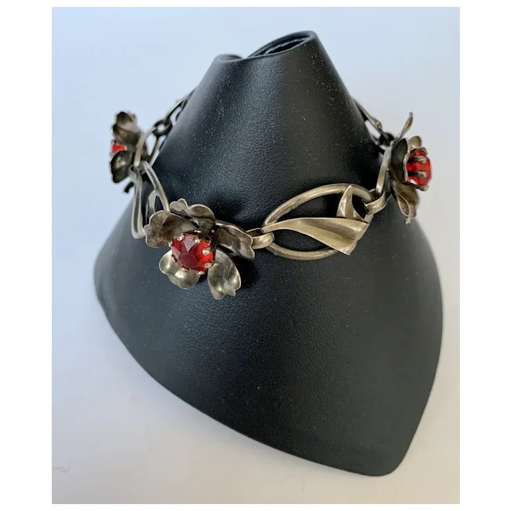 Mid 20th Century Sterling Floral Link Bracelet - 5