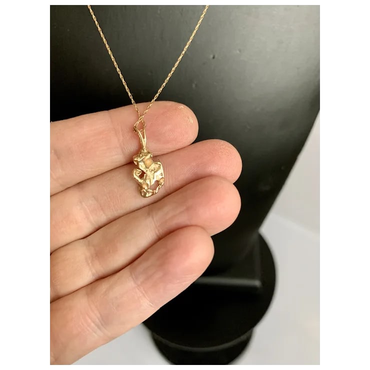 1970s 14k Gold Nugget Pendant - 4