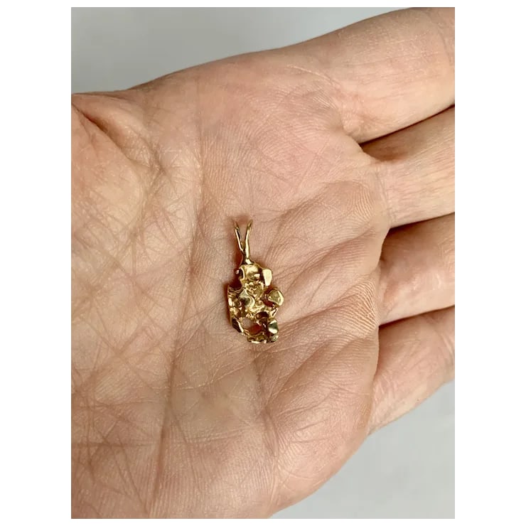 1970s 14k Gold Nugget Pendant - 6