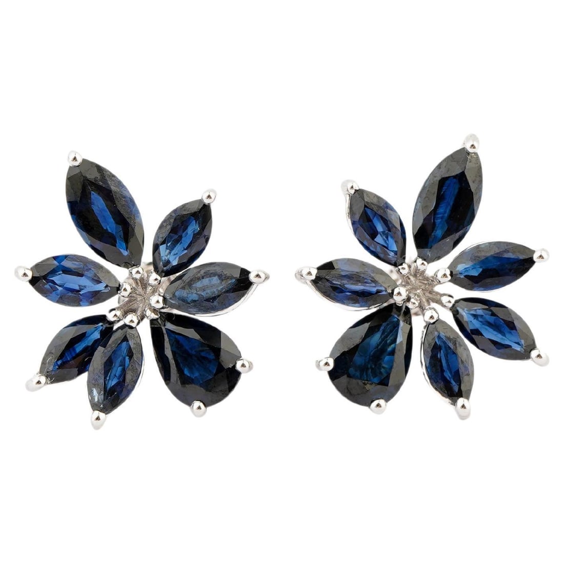 Natural blue sapphire 6.13cts earring in 18k gold - 6