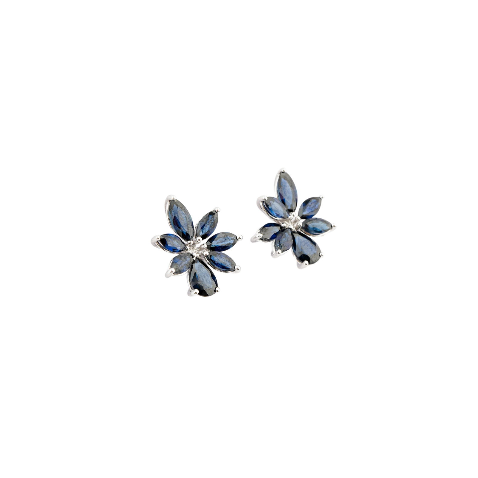 Natural blue sapphire 6.13cts earring in 18k gold - 8