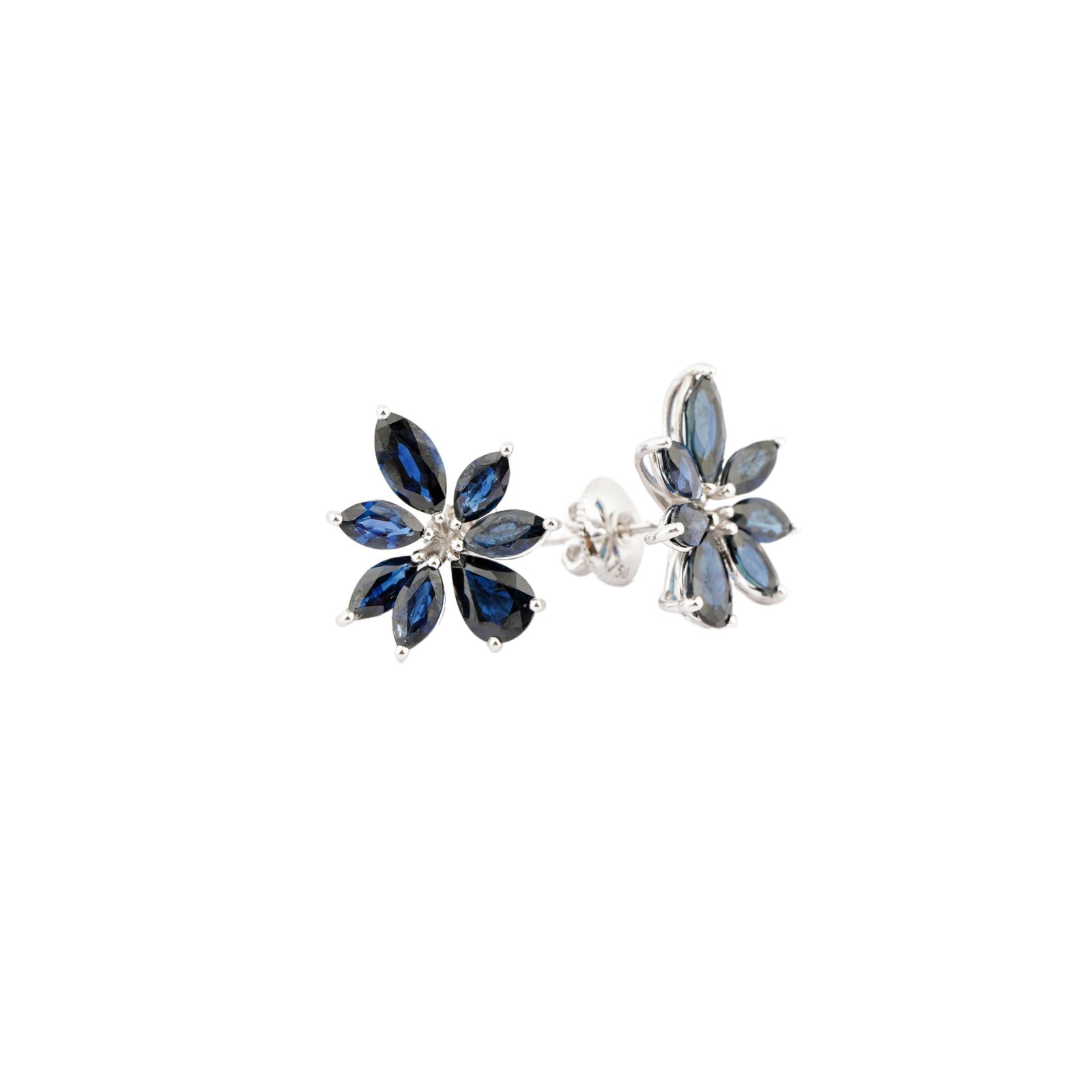 Natural blue sapphire 6.13cts earring in 18k gold - 9