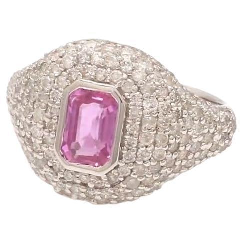 Natural 0.71 cts pink sapphire & 1.11 cts diamond ring 18k gold - 5