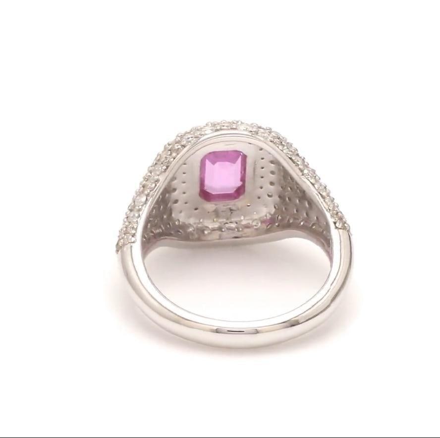 Natural 0.71 cts pink sapphire & 1.11 cts diamond ring 18k gold - 7