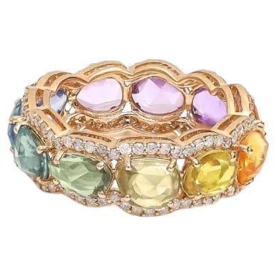 Natural rainbow sapphire ring in 14k gold - 15