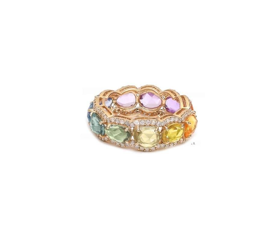 Natural rainbow sapphire ring in 14k gold - 17