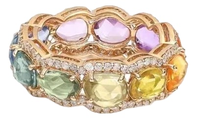 Natural rainbow sapphire ring in 14k gold: Rainbow sapphire ombre rose cut diamond ring gold Natural rose cut rainbow ombre sapphire ring gold Rose cut tumble sapphire gold ring GEMSTONE DETAILS : âœ¦ Gemstone : Rainbow