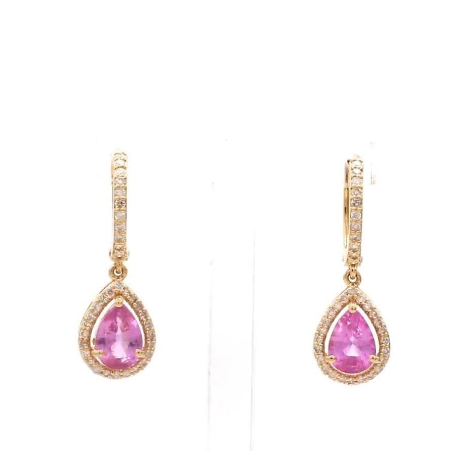 3.660 cts Natural pink sapphire and 0.41 cts diamond earrings in 18k gold - 4