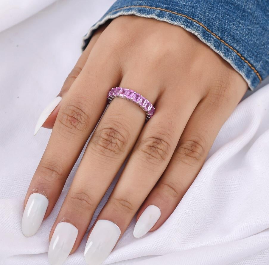 Natural 6.96 cts pink sapphire ring in 18k gold - 3