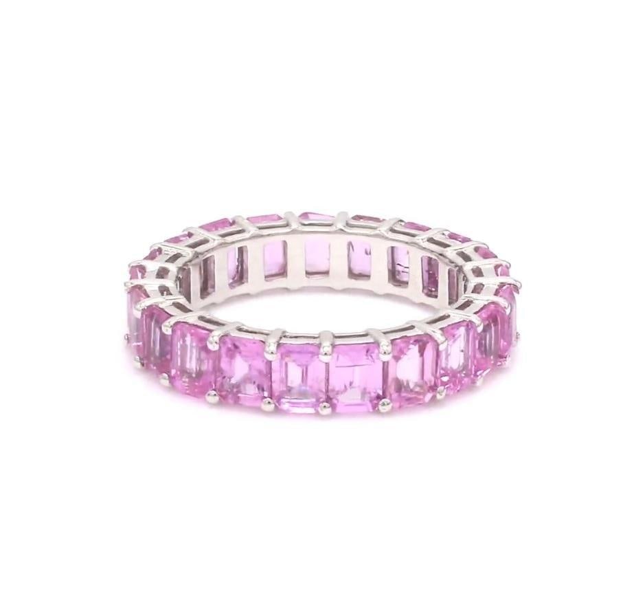 Natural 6.96 cts pink sapphire ring in 18k gold - 4