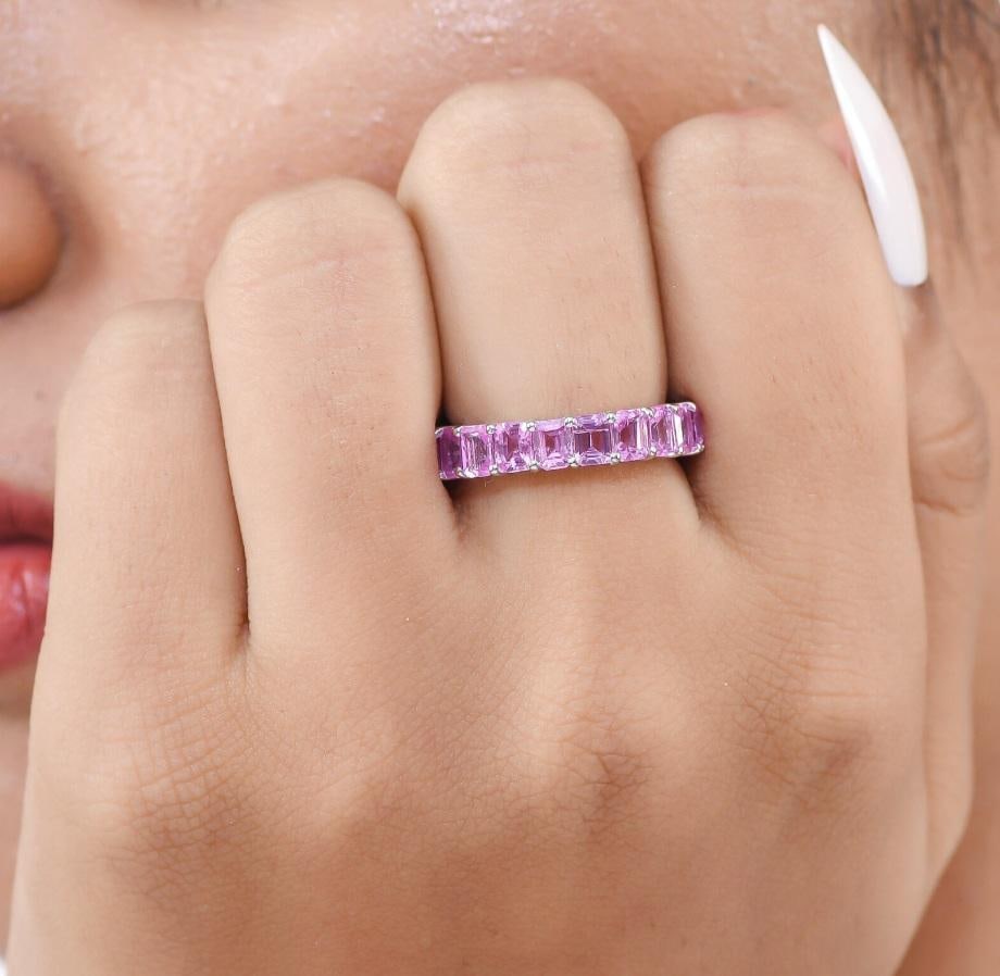 Natural 6.96 cts pink sapphire ring in 18k gold - 7