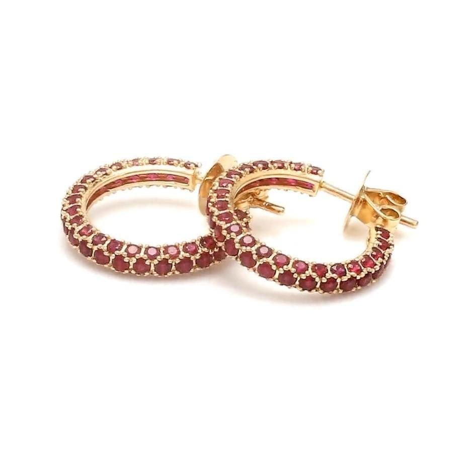 3.09 CTS Natural ruby earrings in 14k gold - 11
