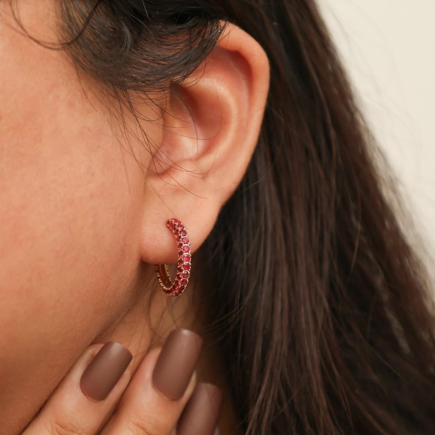 3.09 CTS Natural ruby earrings in 14k gold - 13