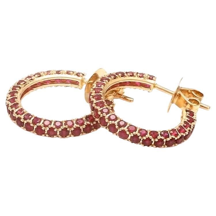 3.09 CTS Natural ruby earrings in 14k gold - 15