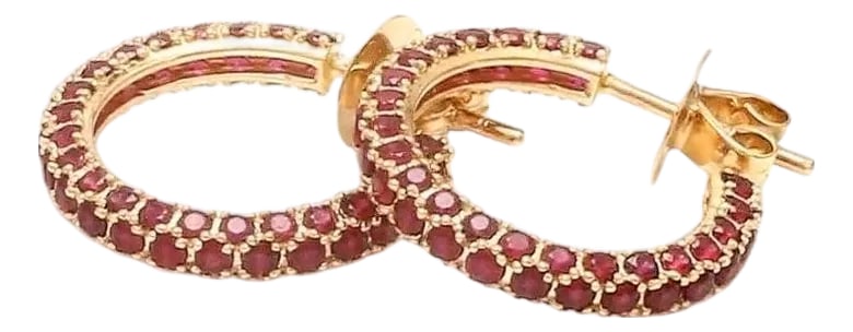 3.09 CTS Natural ruby earrings in 14k gold (1 of 18)