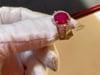 2.5 Carat Oval Treated Ruby & 2 ct Diamond Ring 14 Karat White Gold Size 7 - 16