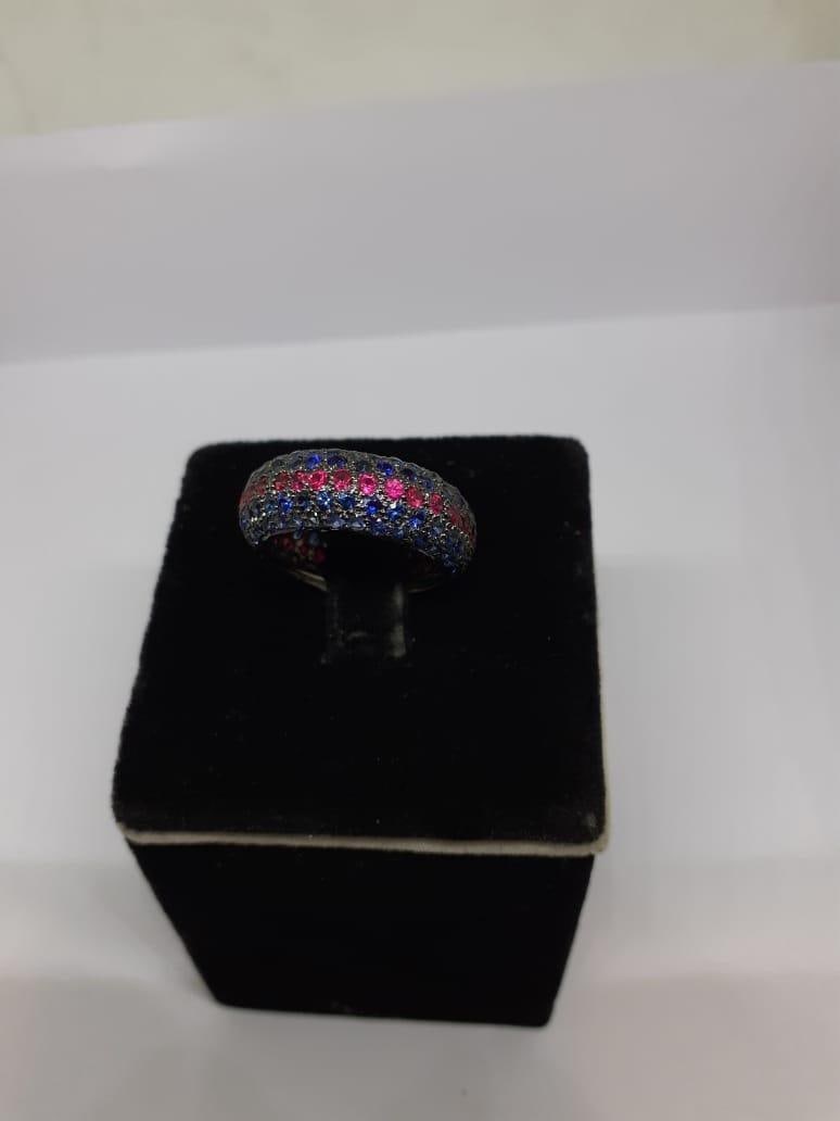 Natural Multi Sapphire Ring with 1.57 Cts in 18k Gold - 4