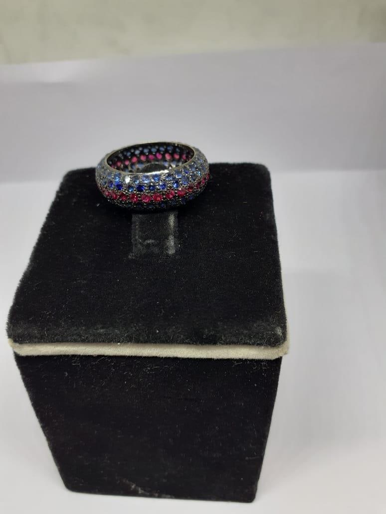 Natural Multi Sapphire Ring with 1.57 Cts in 18k Gold - 5