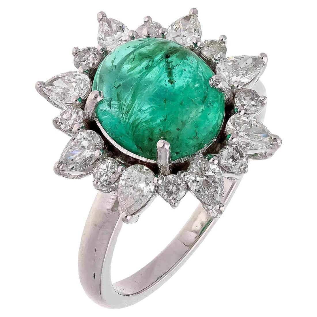 Natural Zambian Emerald Ring with Diamond and 18k Gold - 2