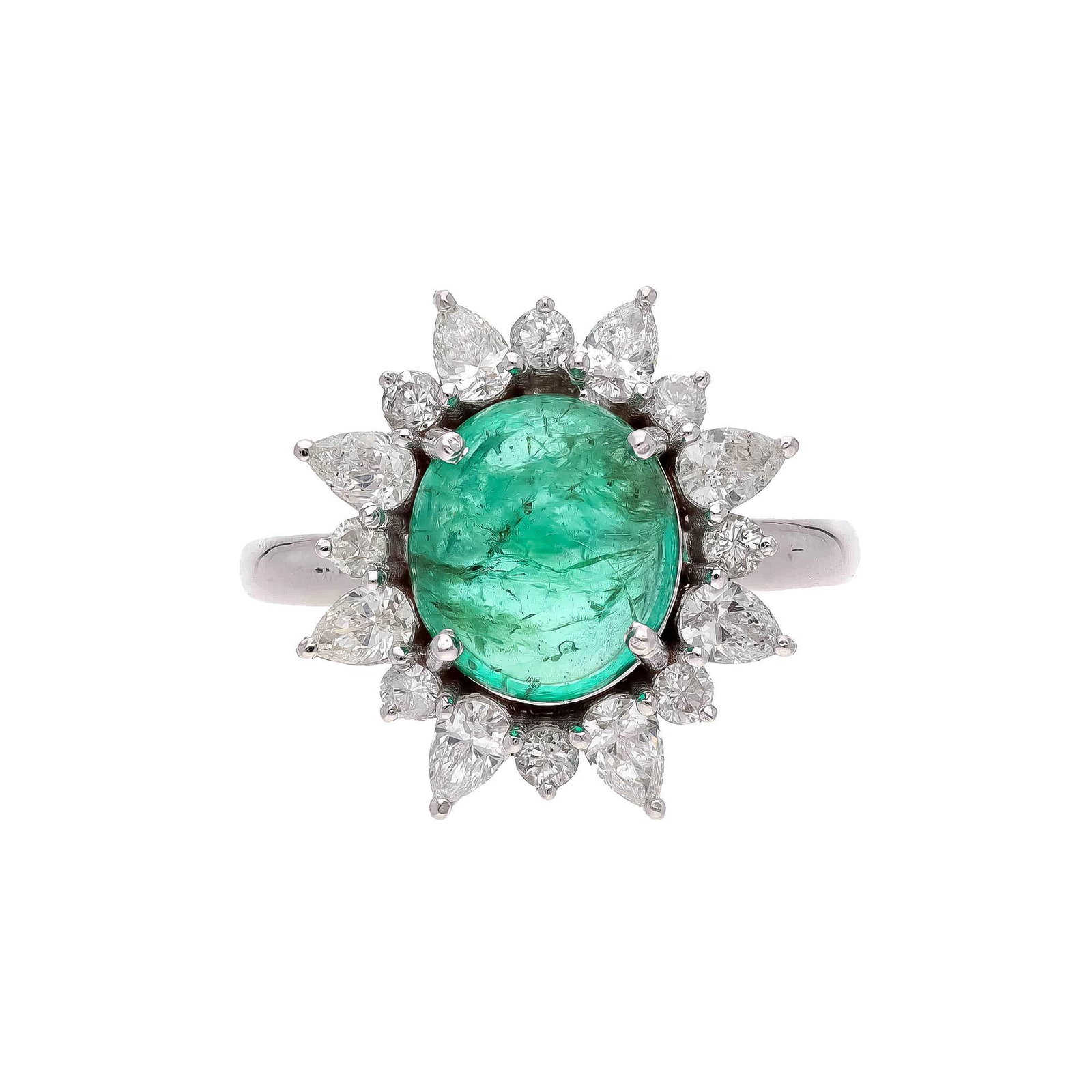 Natural Zambian Emerald Ring with Diamond and 18k Gold - 3