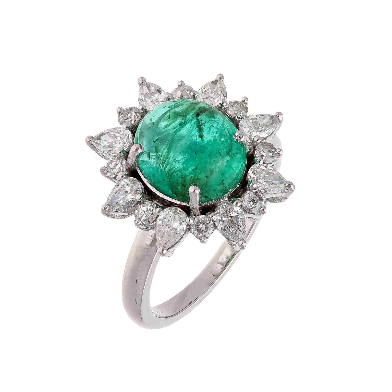 Natural Zambian Emerald Ring with Diamond and 18k Gold - 6