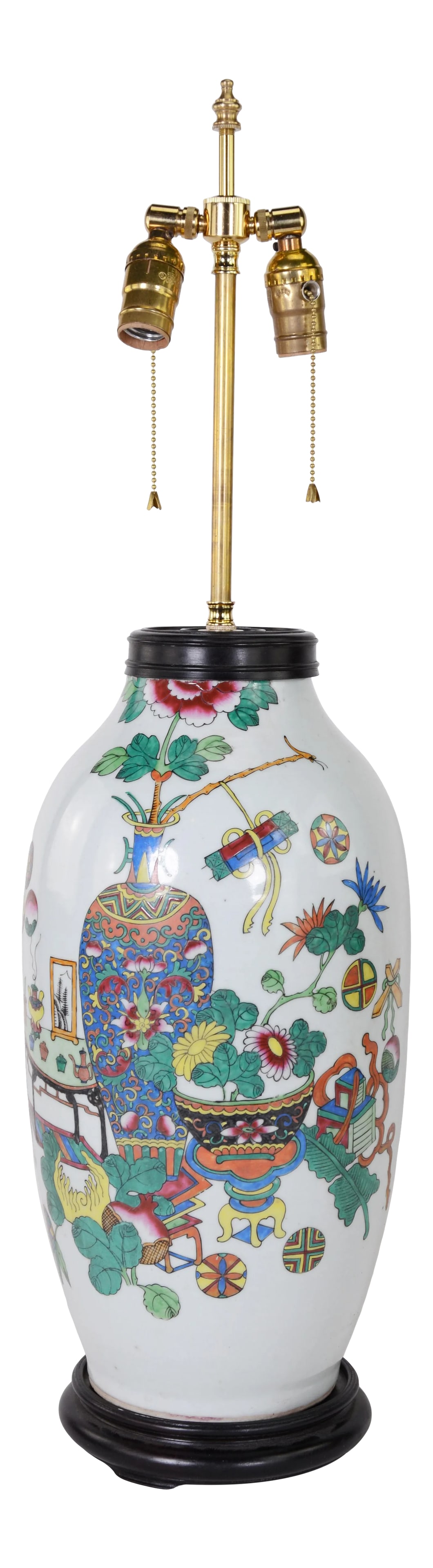 Chinese Late 18th Century Famille Rose Porcelain Vase Table Lamp: Chinese antique Famille Rose porcelain vase table lamp. According to research literature on porcelain art, Liu Heyi was a famous porcelain painter in Jingdezhen at the end of the Qing Dynasty and the 