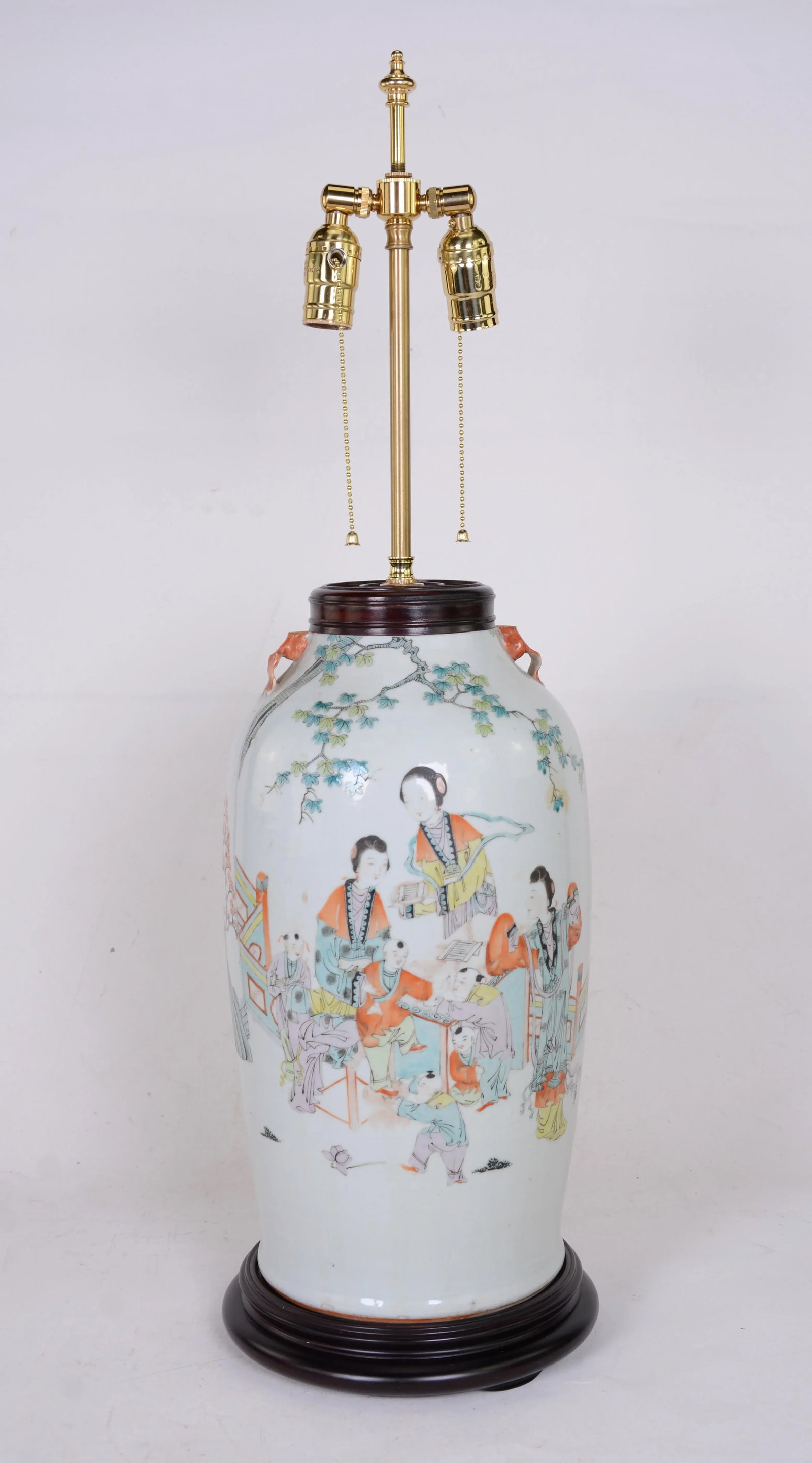 Chinese Antique Famille Rose Porcelain Vase Table Lamp - 11