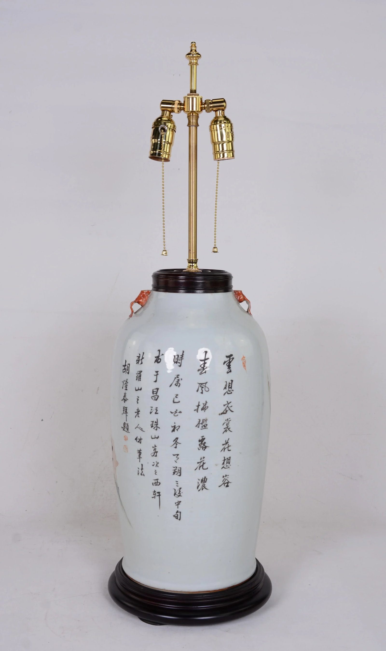 Chinese Antique Famille Rose Porcelain Vase Table Lamp - 2
