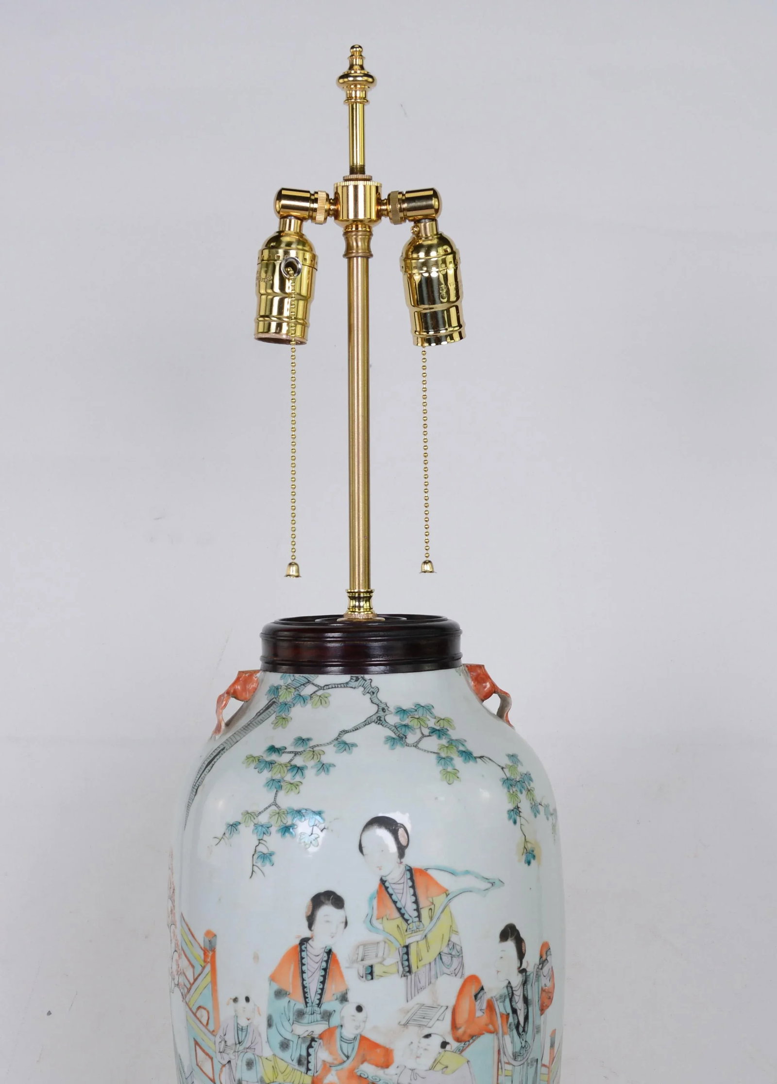Chinese Antique Famille Rose Porcelain Vase Table Lamp - 6