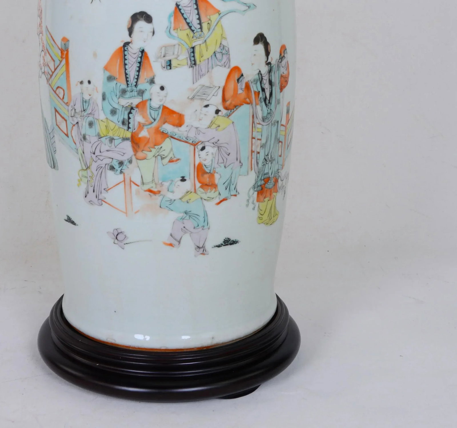 Chinese Antique Famille Rose Porcelain Vase Table Lamp - 7