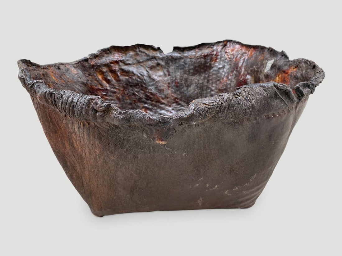 Polished Buffalo Hide Container - 18