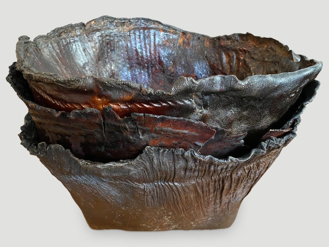 Polished Buffalo Hide Container - 11