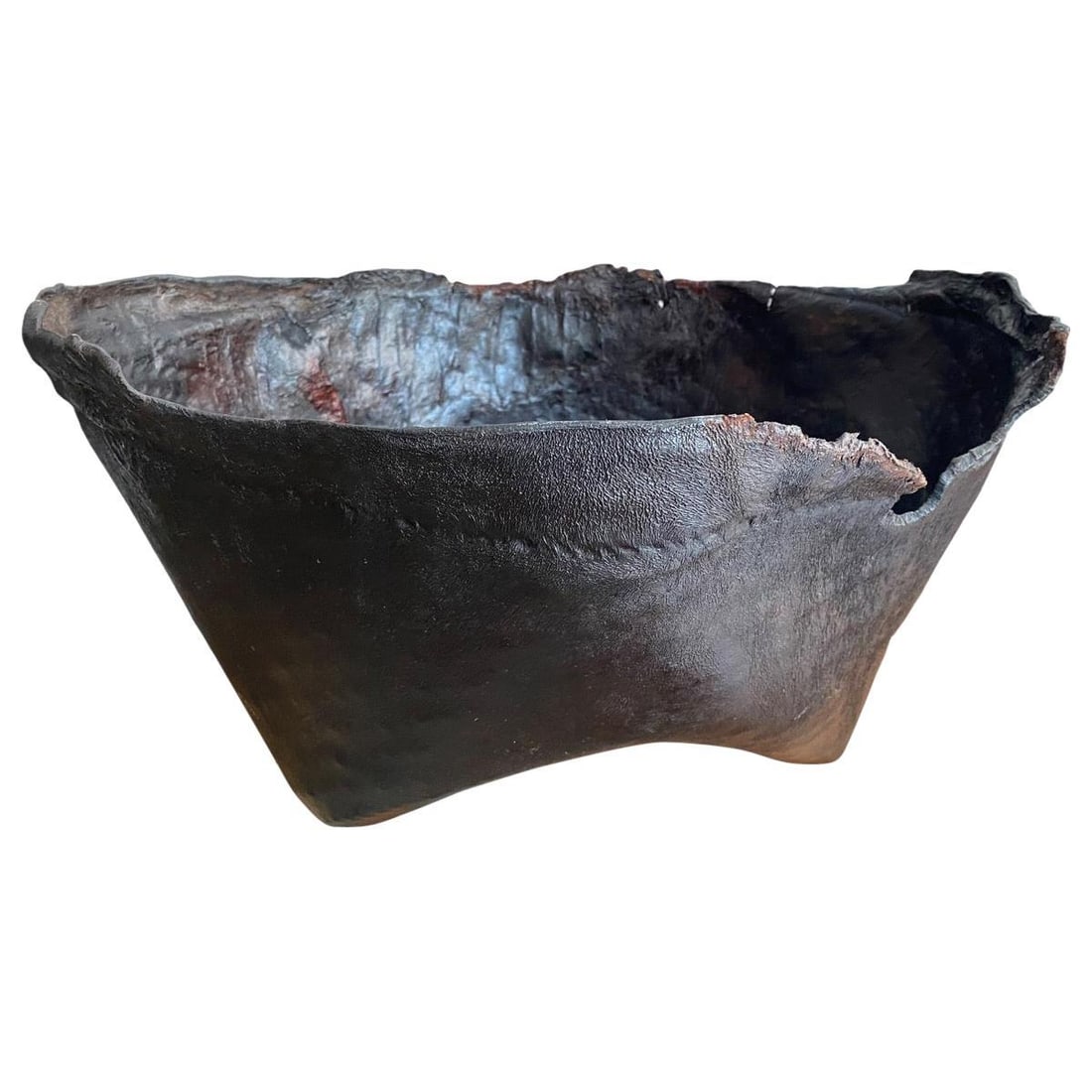 Polished Buffalo Hide Container - 15