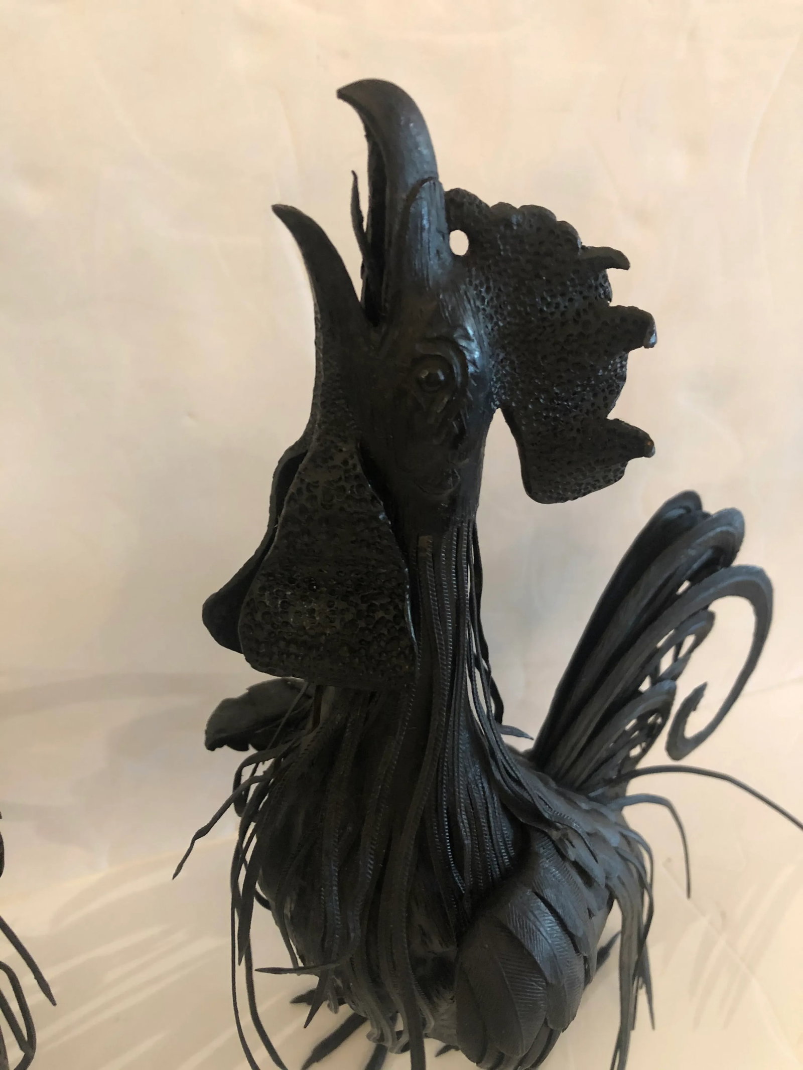 Hand Forged Iron Rooster Sculptures -A Pair - 11