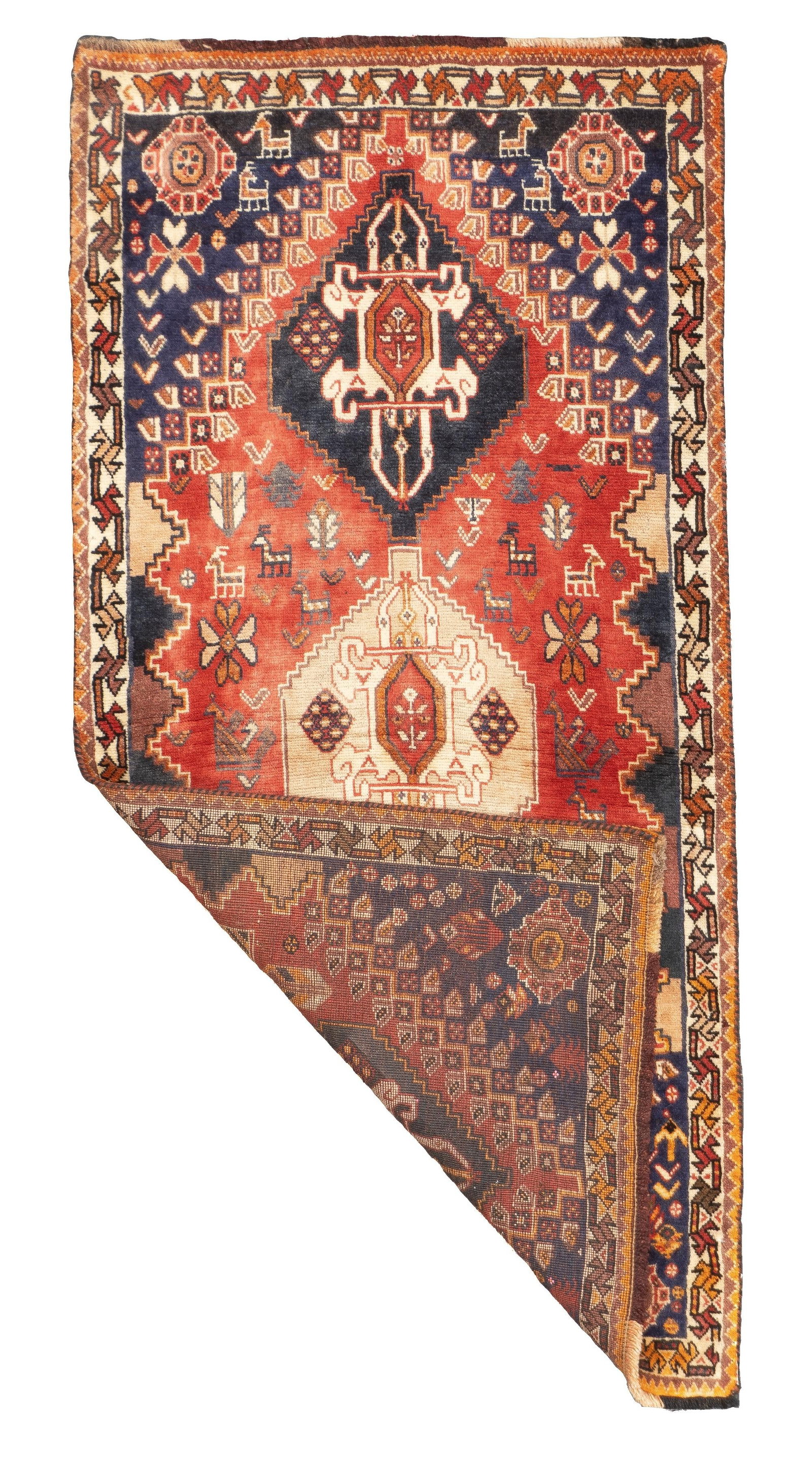 1970s Hand-Knotted Persian Qashqai Rug 2'8" X 5'4" - 2
