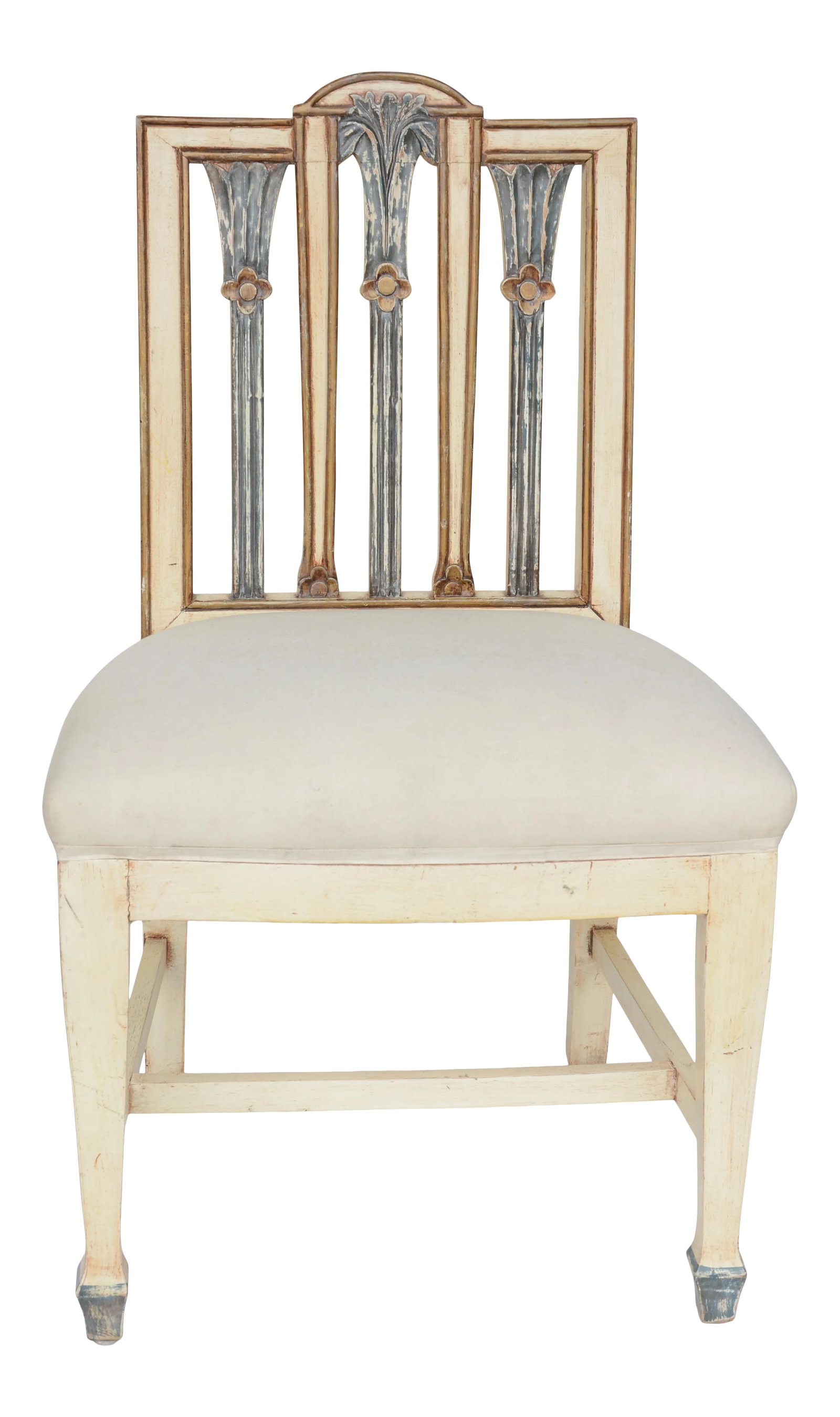 Vintage Hand-Carved Wooden Dining Chair Wrapped in Muslin: vintage Hand-carved wooden dining chair wrapped in muslin. sizeï¼š 23" * 20" * 38 Condition: Alterations: Original Condition Unaltered Imperfections: Some Imperfections Condition
