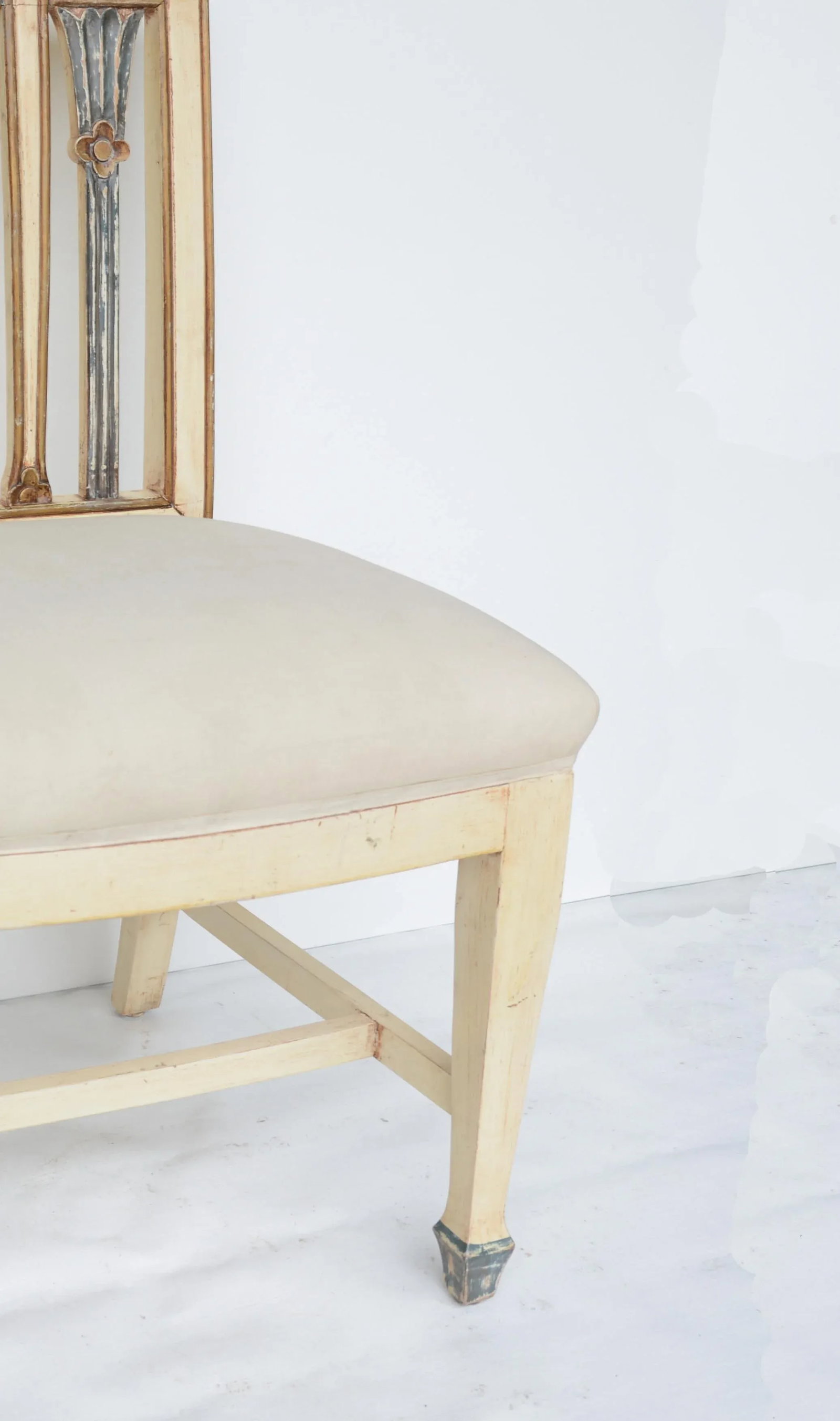 Vintage Hand-Carved Wooden Dining Chair Wrapped in Muslin - 3