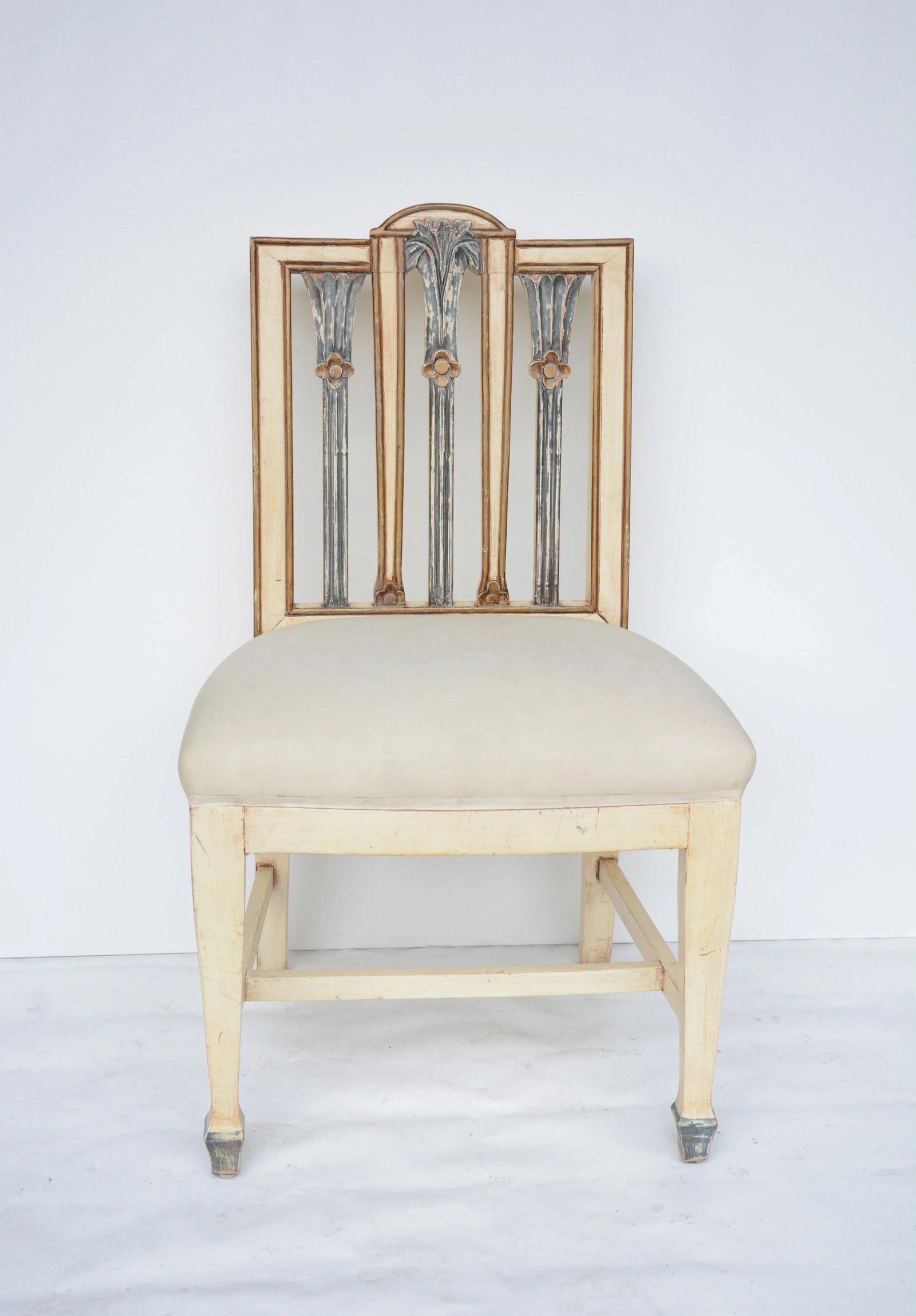 Vintage Hand-Carved Wooden Dining Chair Wrapped in Muslin - 6