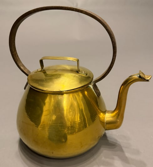18th Century French Brass Teapot With Wrought Iron Handle, Circa 1790 - 2