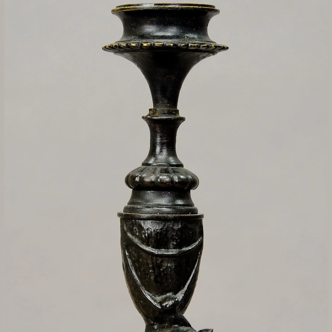 1860s Victorian Casted Iron Candle Stick With Bears - 2