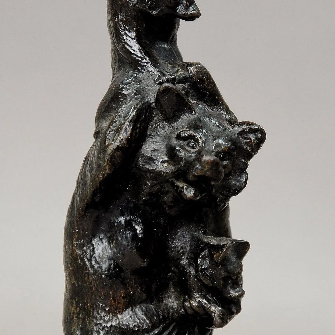 1860s Victorian Casted Iron Candle Stick With Bears - 5