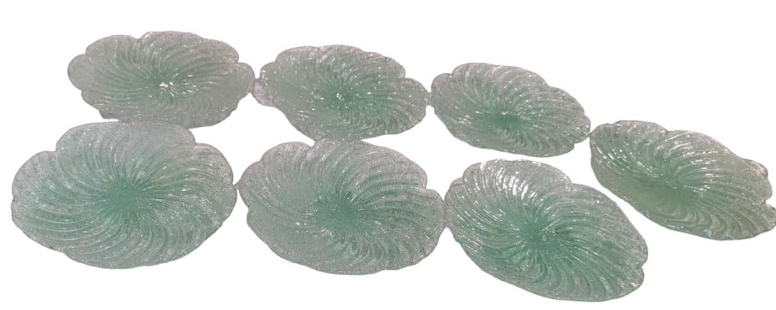 Murano "Fratelli Toso" Sea Foam Green Glass 7 Salad Plates and 5 Petal Shaped Fruit Bowls - 5