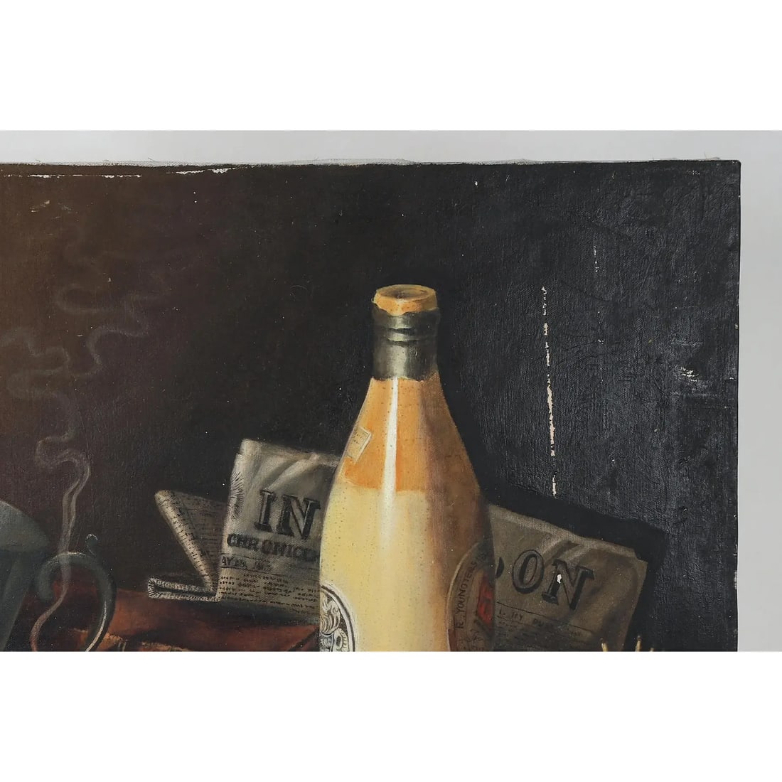 Pipe, Stein, Bottle, and Matches Still Life Painting - 2