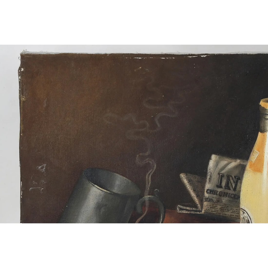 Pipe, Stein, Bottle, and Matches Still Life Painting - 5