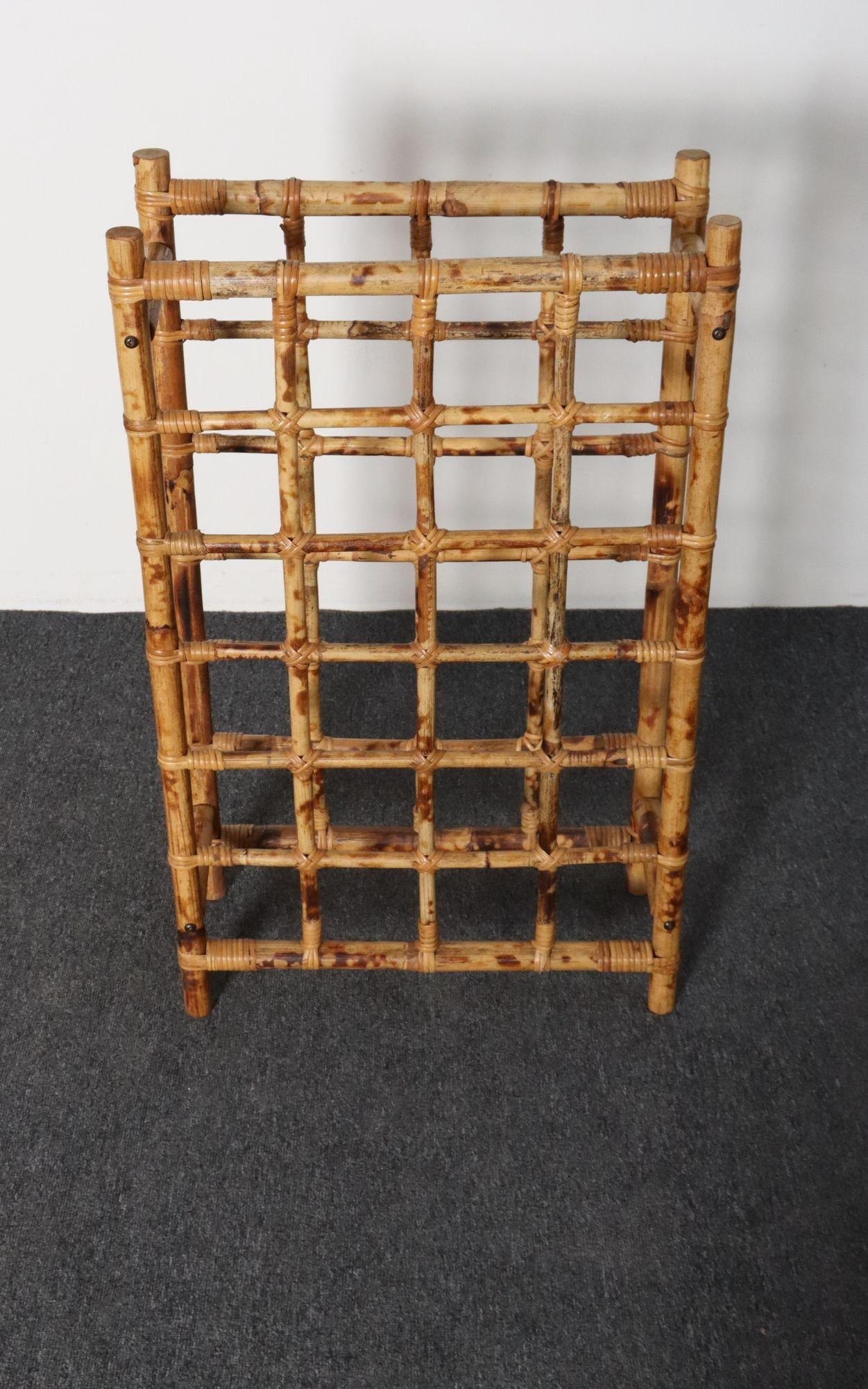 Vintage Bamboo and Rattan 24 Bottle Tabletop of Floor Wine Rack / Stand - 2