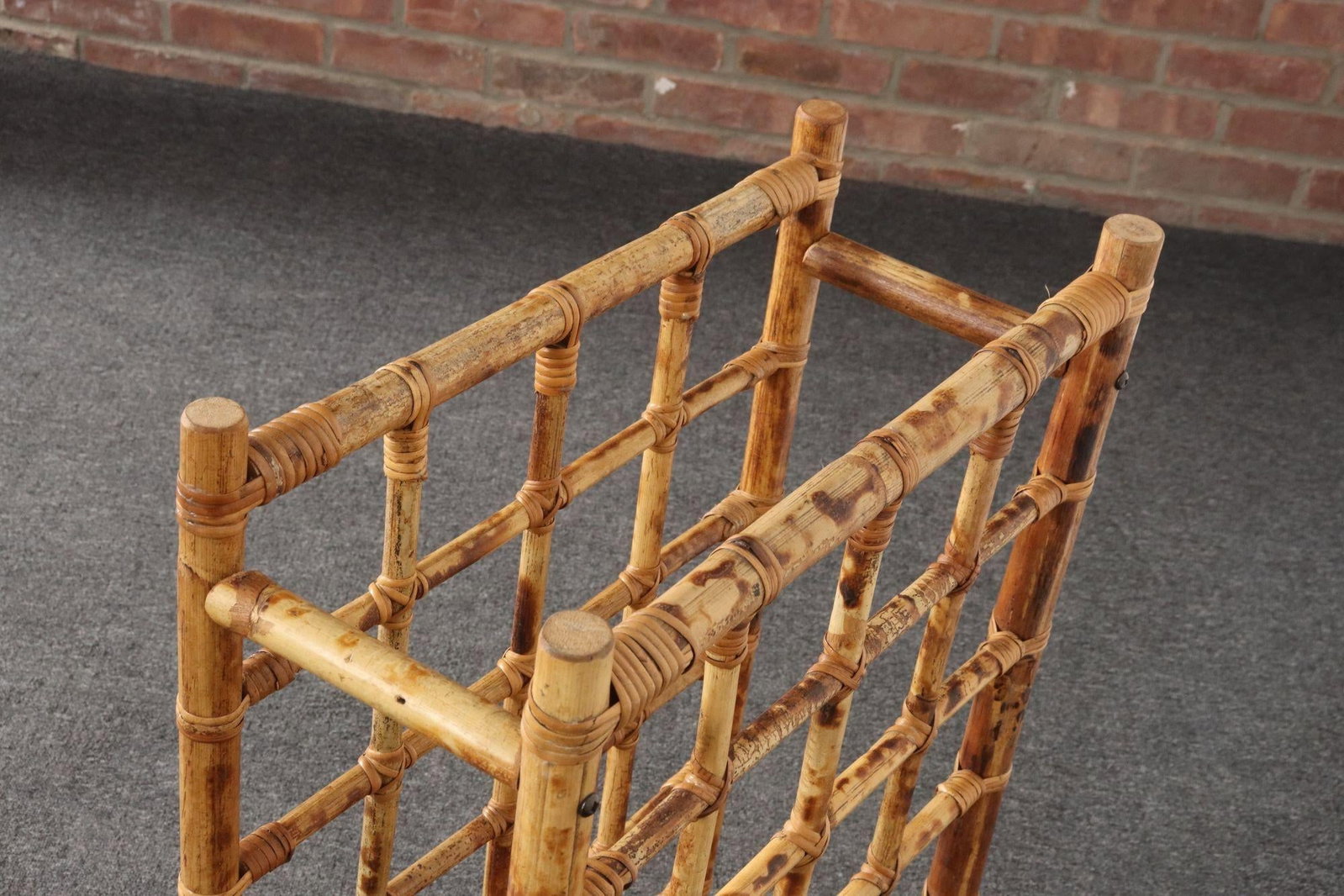 Vintage Bamboo and Rattan 24 Bottle Tabletop of Floor Wine Rack / Stand - 8