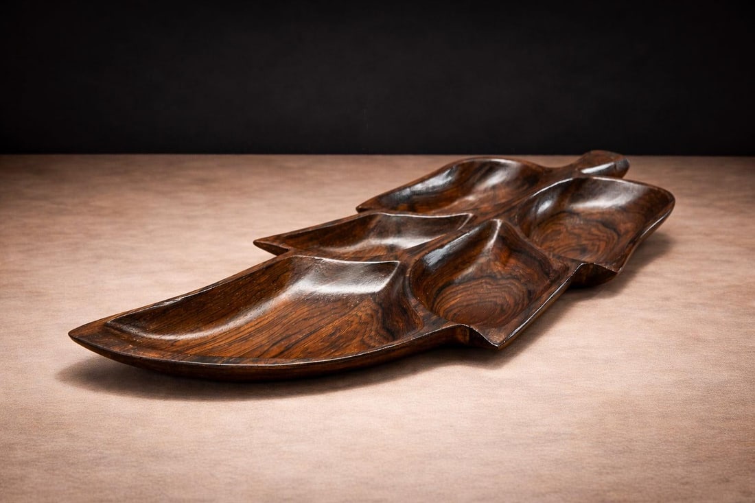 Brazilian Modern Serving Tray With Shape of Leaf in Rosewood, Unknown, 1960s - 3