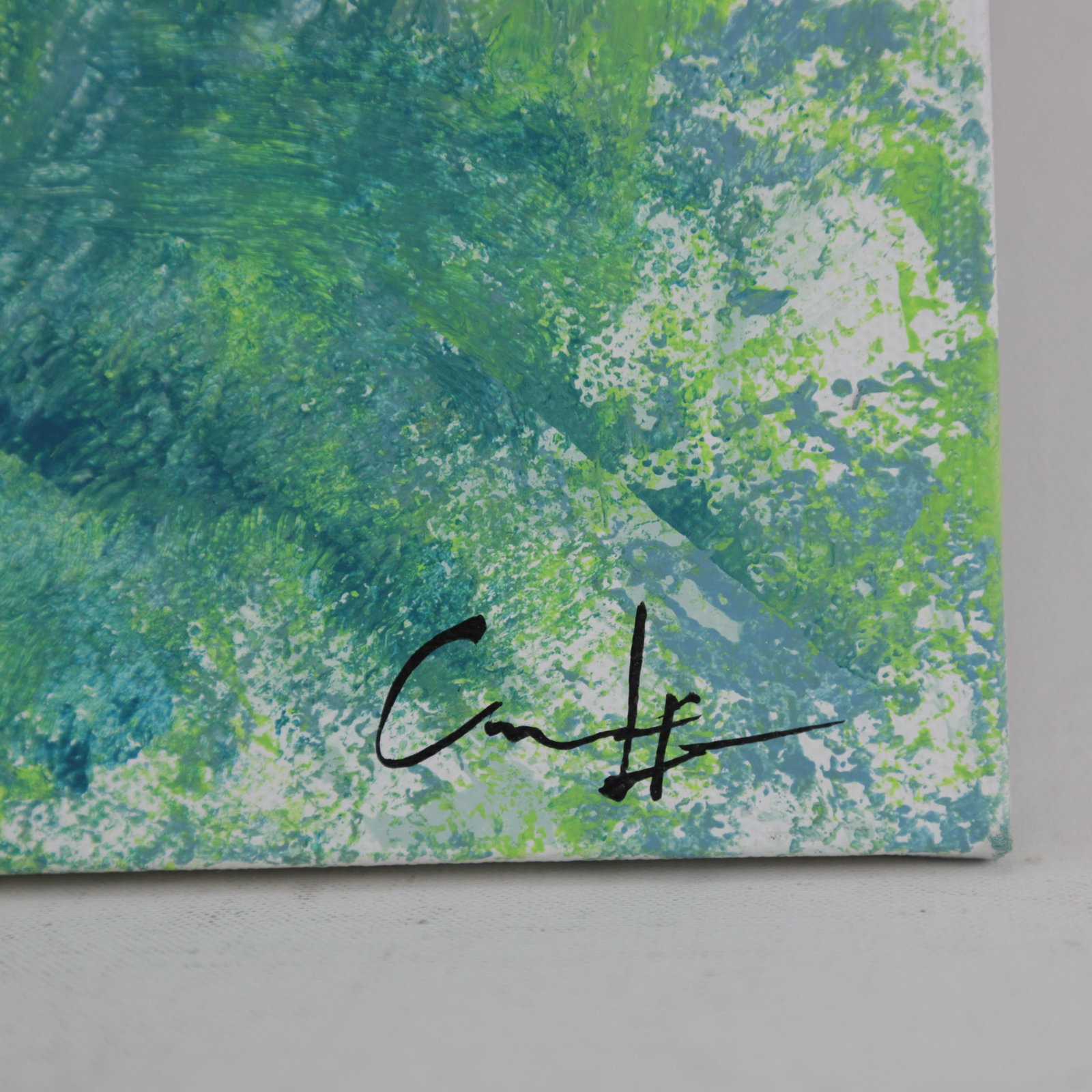 Verdant Mist Contemporary Abstract Mixed-Media Painting - 3