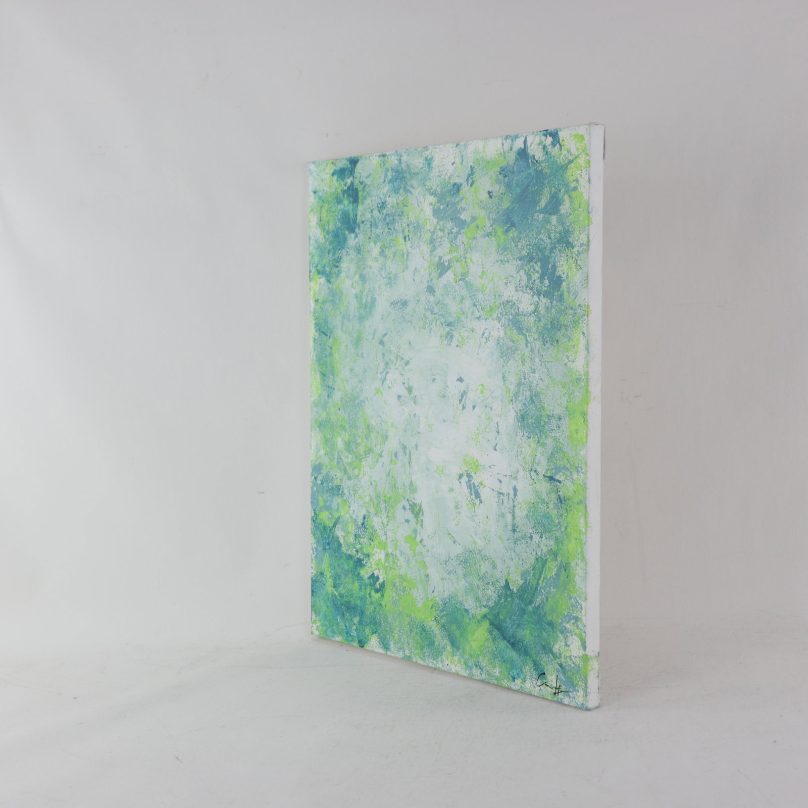Verdant Mist Contemporary Abstract Mixed-Media Painting - 7